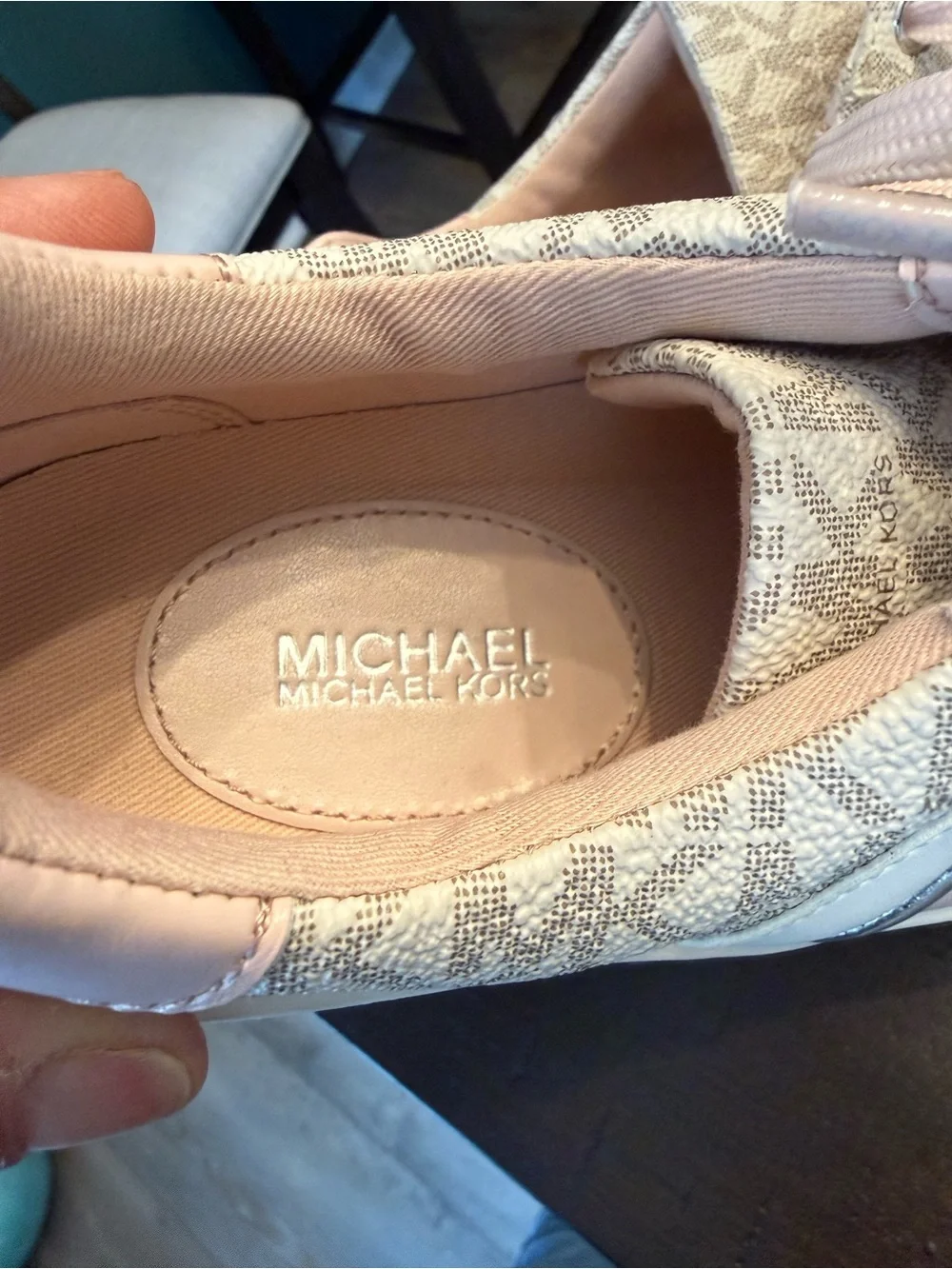 Michael Kors Poppy Logo Stripe Sneakers Powder Blush Pink/Cream